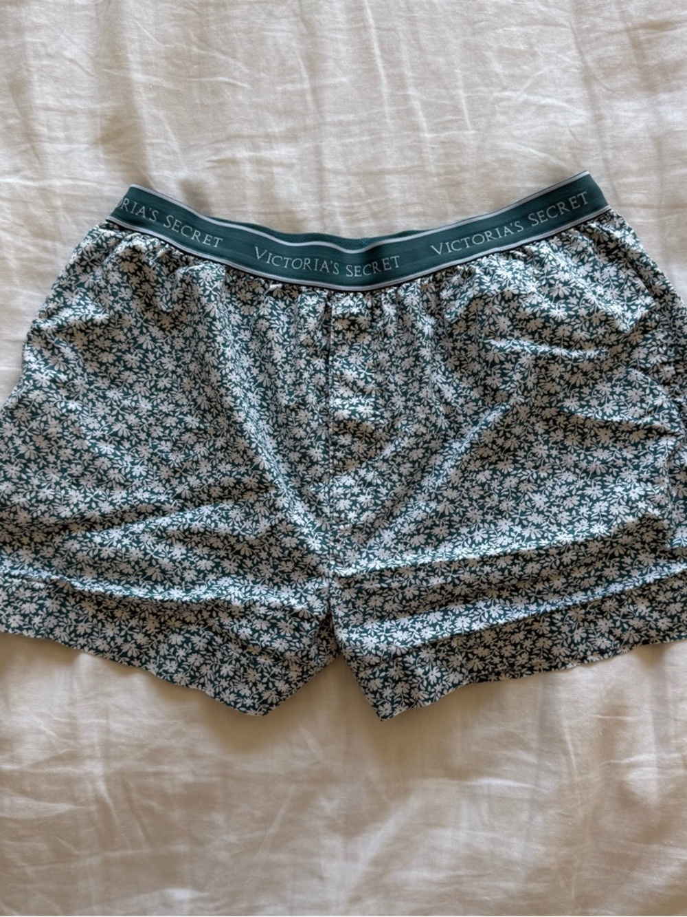 Victoria's Secret Teal and White Floral Cotton Sleep Shorts